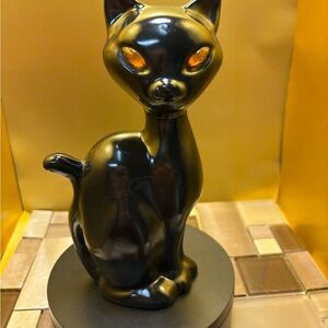 Vintage mcm black cat with jeweled eyes
